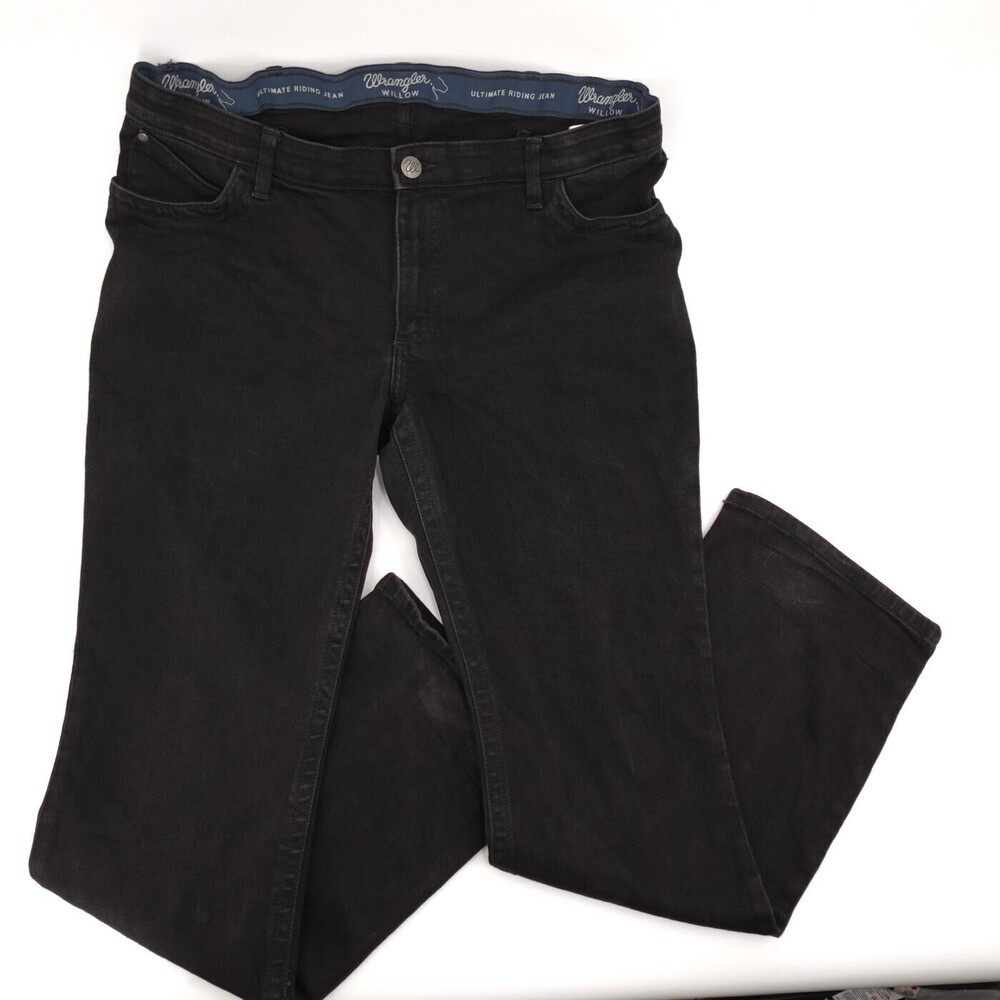 Wrangler Jeans Womens 35 Black Straight Ultimate Riding Willow Stretch Denim